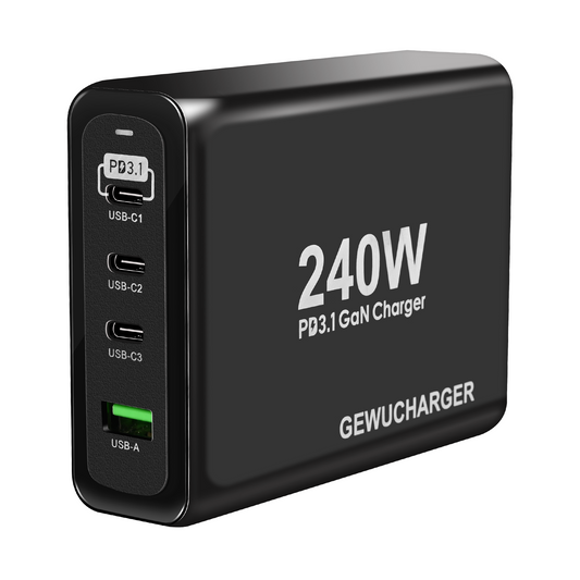 4-Port(3C & 1A)  240W Desktop Charger with PD3.1 Protocol 140W Super Fast Charging Station  